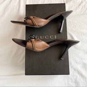 Gucci Brown Black Horsebit Sandals SZ 6/36